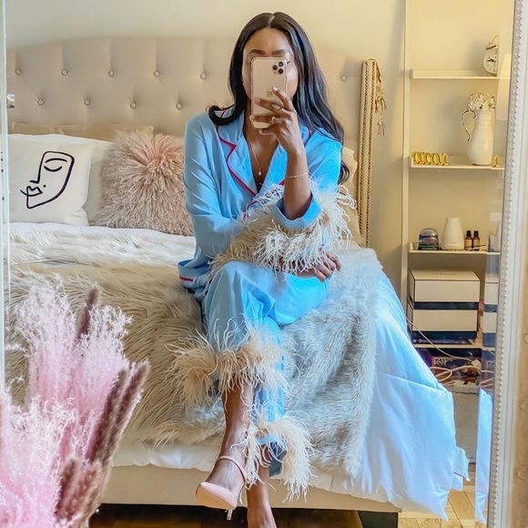 SOLD SLEEPER Party Pajama Set with Feathers in Blue size - S SOLD OUT EVERYWHERE - Picture 12 of 16